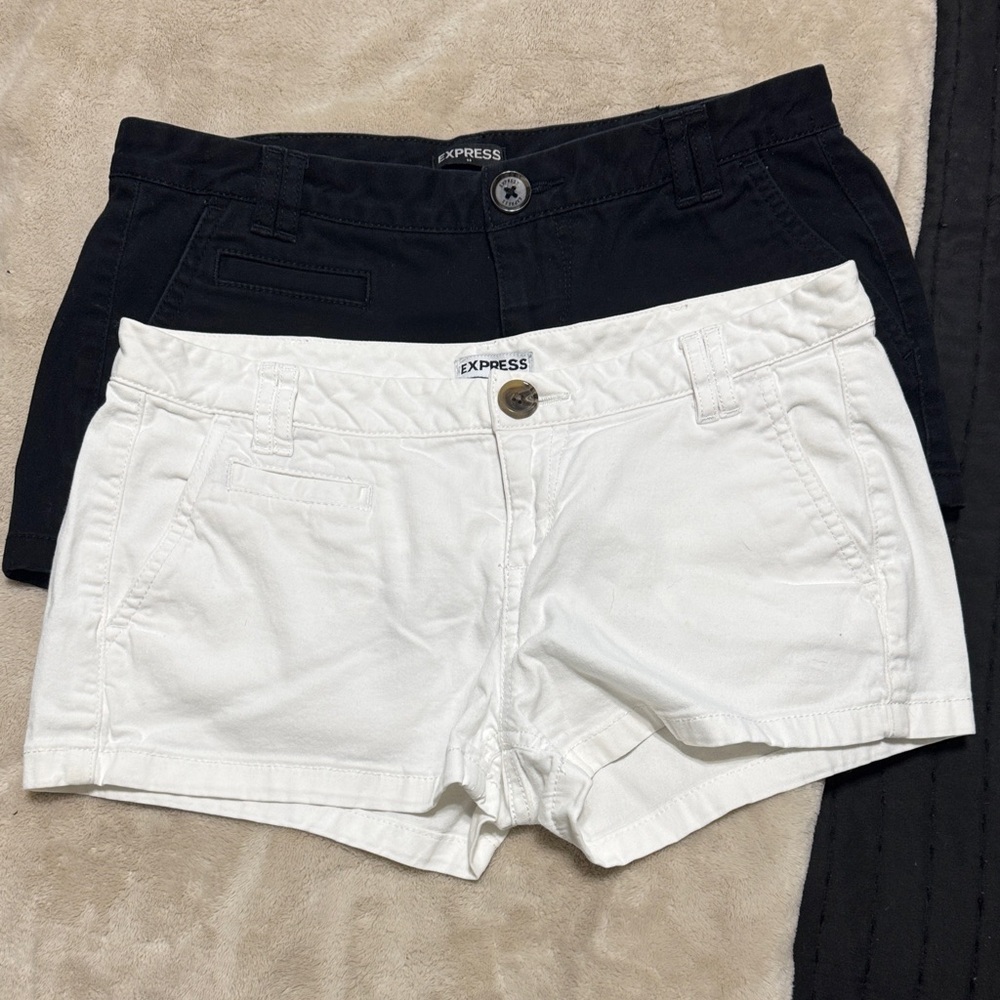 Express Women's High Waist Black and White Shorts Set